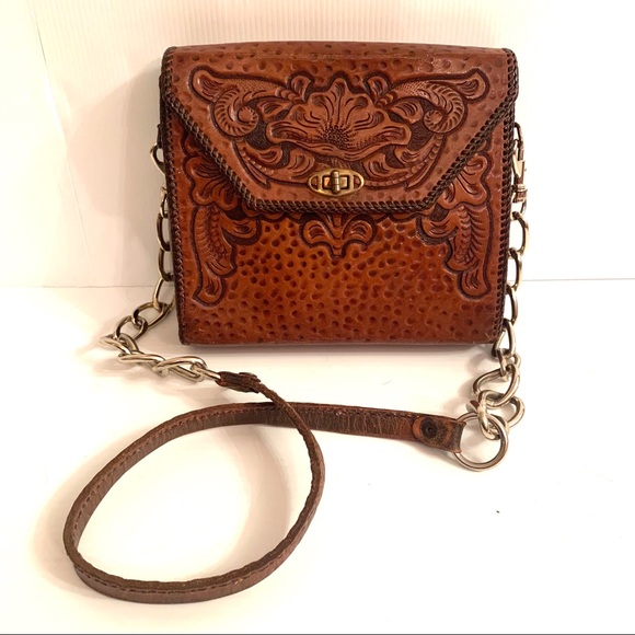 Hand Tooled Leather Front Flap Small Purse - Picture 6 of 8